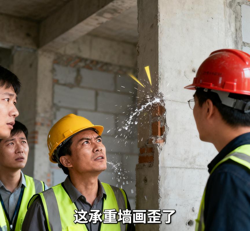 门卫在传达室看报纸,设计师对模型争论,他走过去:这承重墙画歪了